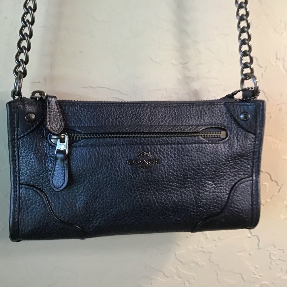 🦋Coach Mickie CrossBody Leather Blue Pearlized Bag